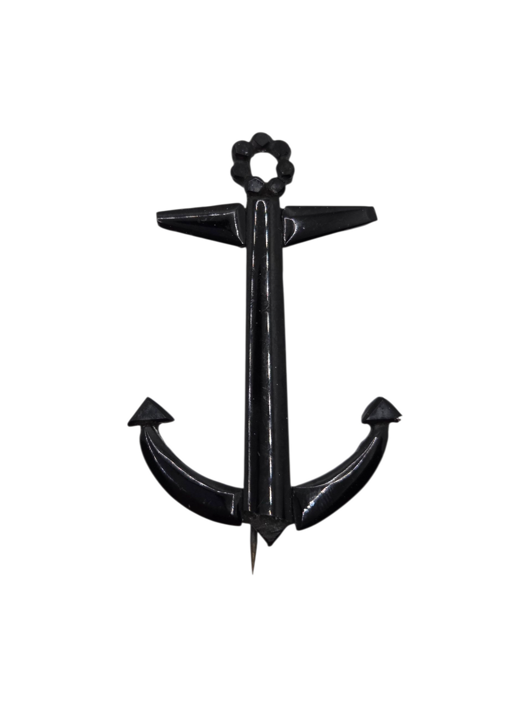 Edwardian Jet? Black Glass? Huge Anchor Brooch