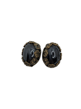 Load image into Gallery viewer, 1930s Czech Black Filigree Earrings, Brooch and Necklace Set
