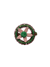 Load image into Gallery viewer, 1940s Green and Pink Make Do and Mend Wirework Brooch
