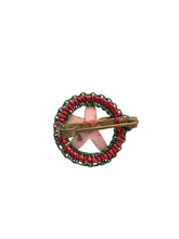Load image into Gallery viewer, 1940s Green and Pink Make Do and Mend Wirework Brooch
