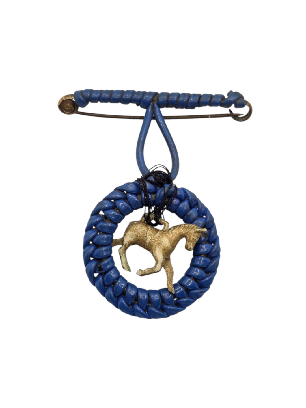 1940s Blue Horse Dangle Wirework Make Do and Mend Brooch