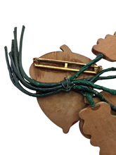 Load image into Gallery viewer, 1940s HUGE RARE Painted Wood Leaf and Acorn Brooch

