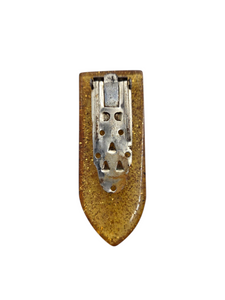 1940s Apple Juice Confetti Bakelite Dress Clip