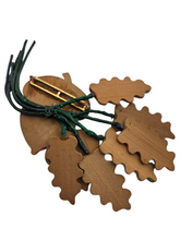 Load image into Gallery viewer, 1940s HUGE RARE Painted Wood Leaf and Acorn Brooch
