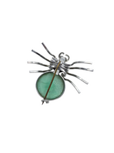 Load image into Gallery viewer, 1930s Art Deco Mint Green Satin Glass Spider Brooch
