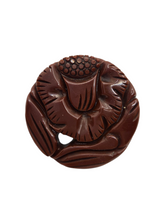 Load image into Gallery viewer, 1940s Chunky Chocolate Brown Bakelite Brooch
