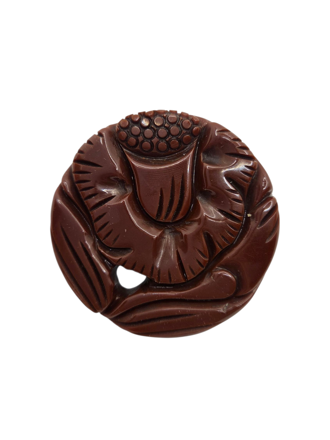 1940s Chunky Chocolate Brown Bakelite Brooch