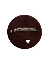 Load image into Gallery viewer, 1940s Chunky Chocolate Brown Bakelite Brooch
