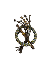Load image into Gallery viewer, 1940s Blue, Yellow, White and Brown Wirework Brooch

