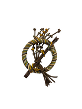 Load image into Gallery viewer, 1940s Blue, Yellow, White and Brown Wirework Brooch
