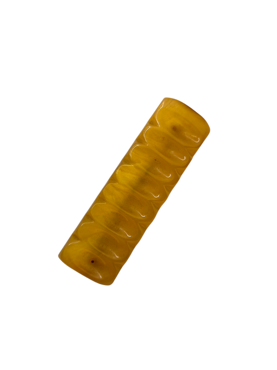 1940s Dark Yellow Crinkled Bakelite Brooch