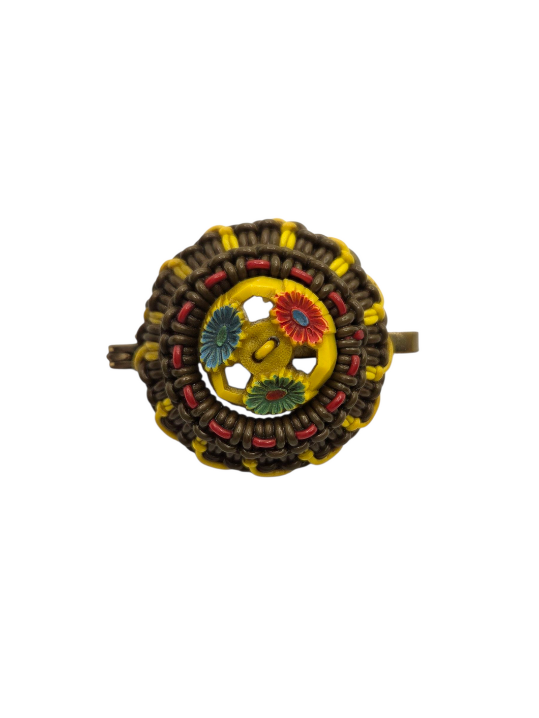 1940s Brown and Yellow Wirework Brooch