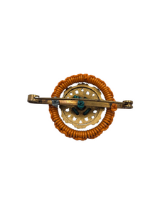 1940s Orange Make Do and Mend Wirework Brooch