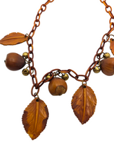 Load image into Gallery viewer, 1940s Cinnamon Brown Acorn and Leaf Necklace and Brooch Set
