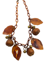 Load image into Gallery viewer, 1940s Cinnamon Brown Acorn and Leaf Necklace and Brooch Set
