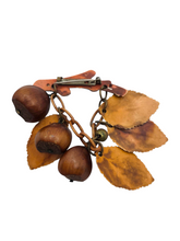 Load image into Gallery viewer, 1940s Cinnamon Brown Acorn and Leaf Necklace and Brooch Set
