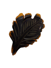 Load image into Gallery viewer, 1940s Carved Brown and Cinnamon Bakelite Leaf Brooch
