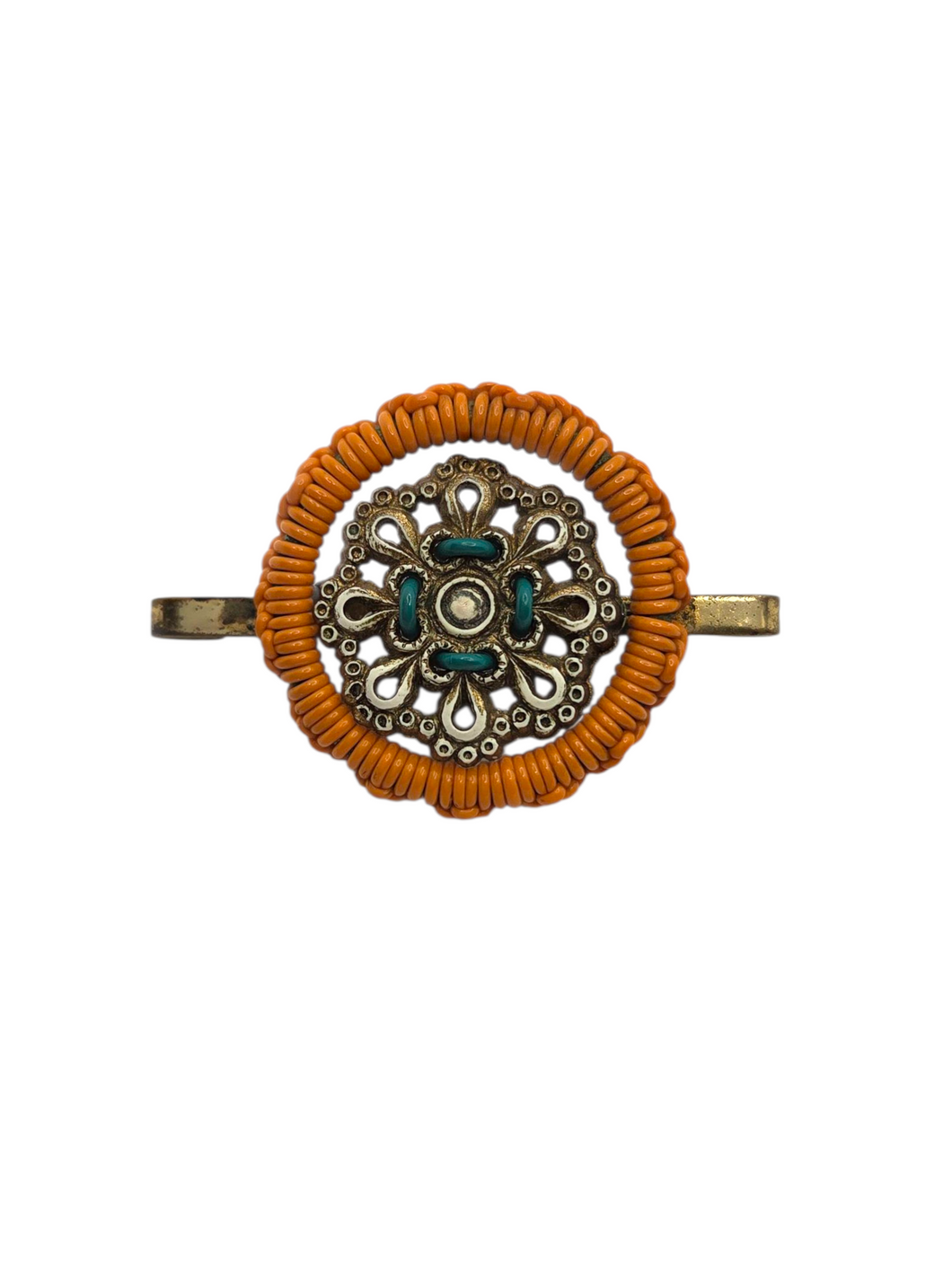 1940s Orange Make Do and Mend Wirework Brooch