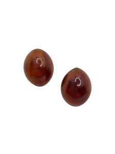 1940s/1950s Pointed Oval Root Beer Bakelite Earrings