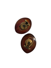 Load image into Gallery viewer, 1940s/1950s Pointed Oval Root Beer Bakelite Earrings
