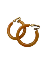 Load image into Gallery viewer, 1940s Orange Bakelite Clip Hoop Earrings
