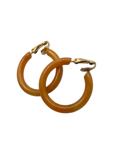 1940s Orange Bakelite Clip Hoop Earrings