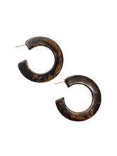 Load image into Gallery viewer, 1940s Big Brown Marbled Bakelite Hoop Earrings
