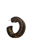 Load image into Gallery viewer, 1940s Big Brown Marbled Bakelite Hoop Earrings
