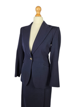 Load image into Gallery viewer, 1940s Navy Blue Pointed Collar Gabardine Suit
