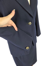 Load image into Gallery viewer, 1940s Navy Blue Pointed Collar Gabardine Suit
