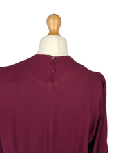 Load image into Gallery viewer, 1940s Raspberry/Burgundy Soutache Peplum Dress
