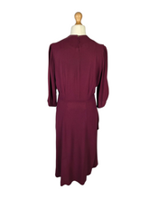 Load image into Gallery viewer, 1940s Raspberry/Burgundy Soutache Peplum Dress
