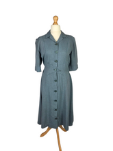 Load image into Gallery viewer, 1940s CC41 Dusky Blue Wool Button Dress
