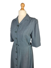 Load image into Gallery viewer, 1940s CC41 Dusky Blue Wool Button Dress
