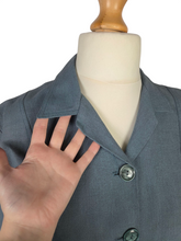 Load image into Gallery viewer, 1940s CC41 Dusky Blue Wool Button Dress
