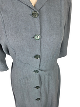 Load image into Gallery viewer, 1940s CC41 Dusky Blue Wool Button Dress
