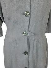 Load image into Gallery viewer, 1940s CC41 Dusky Blue Wool Button Dress
