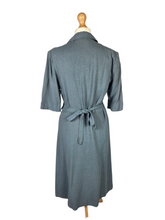 Load image into Gallery viewer, 1940s CC41 Dusky Blue Wool Button Dress
