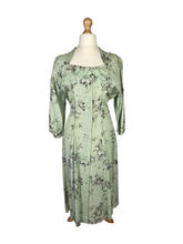 Load image into Gallery viewer, 1950s Pistachio Green and Black Floral Deadstock Dress
