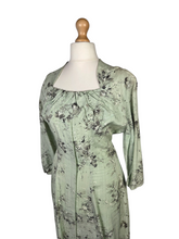Load image into Gallery viewer, 1950s Pistachio Green and Black Floral Deadstock Dress
