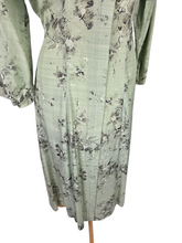 Load image into Gallery viewer, 1950s Pistachio Green and Black Floral Deadstock Dress
