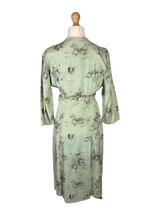 Load image into Gallery viewer, 1950s Pistachio Green and Black Floral Deadstock Dress
