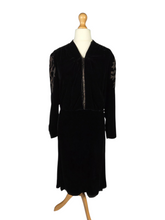 Load image into Gallery viewer, 1920s/1930s Rare Silk Velvet Dress With Embroidered Sleeves
