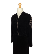 Load image into Gallery viewer, 1920s/1930s Rare Silk Velvet Dress With Embroidered Sleeves
