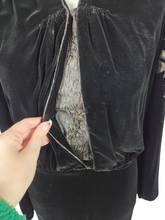 Load image into Gallery viewer, 1920s/1930s Rare Silk Velvet Dress With Embroidered Sleeves
