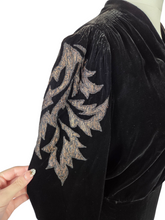 Load image into Gallery viewer, 1920s/1930s Rare Silk Velvet Dress With Embroidered Sleeves
