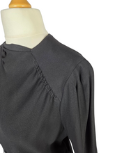 Load image into Gallery viewer, 1940s Black Crepe Beaded Long Sleeve Dress
