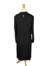Load image into Gallery viewer, 1940s Black Crepe Beaded Long Sleeve Dress

