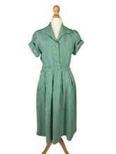 Load image into Gallery viewer, 1940s CC41 Green and White Stripe Dress
