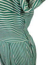 Load image into Gallery viewer, 1940s CC41 Green and White Stripe Dress
